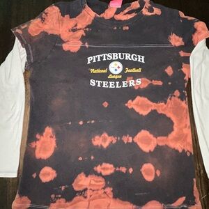NFL Pittsburgh Steelers Tie-Dye Long Sleeve Tee - Orange and Black